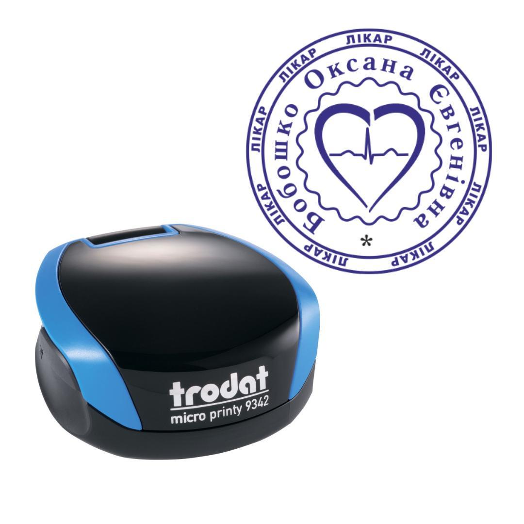 Печатка Лікаря на кишеньковому оснащенні Trodat Micro Printy 9342 d 30 мм Синій (Л16/9342/BL)