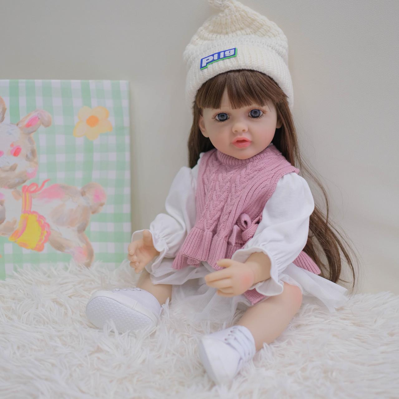 Кукла Reborn Марта винил-силиконовая с соской/бутылочкой 55 см (1660289801)
