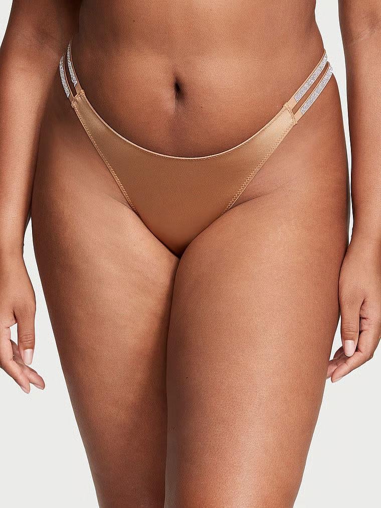 Трусики со стразами Victoria's Secret Very Sexy Double Shine Strap Smooth Brazilian Panty M Коричневый (26709670)