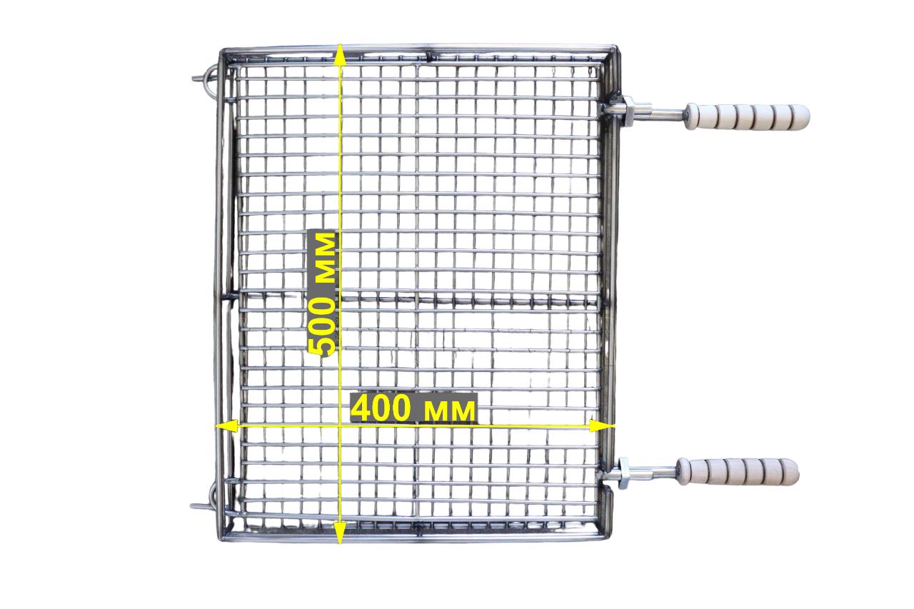 Решетка для гриля и барбекю из нержавеющей стали 2 ручки 500х400х50 мм - фото 6