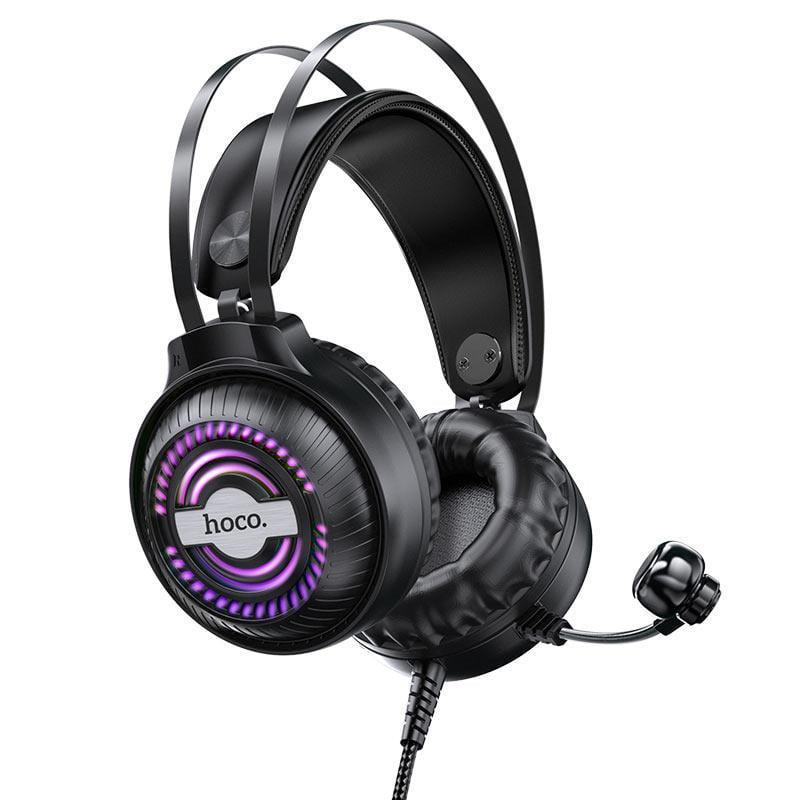 Наушники игровые HOCO Streamer LED W101 RGB черные Наушники игровые HOCO Streamer LED W101 RGB черные