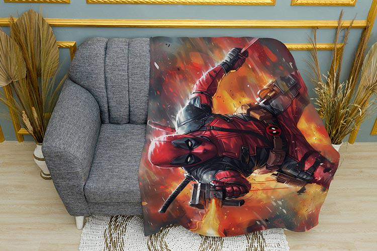 Плед Deadpool with a gun Art плюш однослойный 135х150 см (113395) Плед Deadpool with a gun Art плюш однослойный 135х150 см (113395)