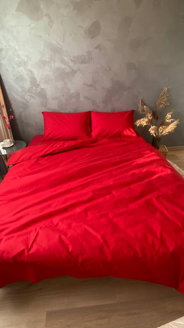 Постільна білизна на резинці однотонна двоспальна/бавовна Червоний (1038) Постільна білизна на резинці однотонна двоспальна/бавовна Червоний (1038)