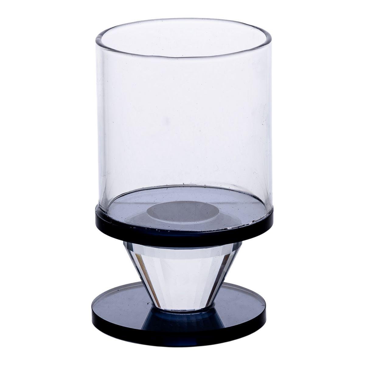 Подсвечник стеклянный Light House LG-30070 CL+BK с черным высота 10 см Прозрачный