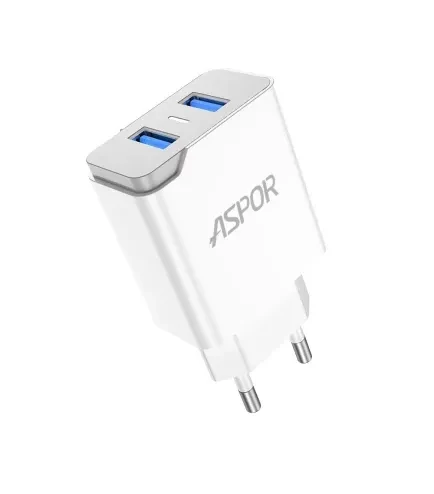 Зарядное устройство сетевое Aspor A823 2USB/2,4A с USB-кабелем Lightning Белый (1858272816) Зарядное устройство сетевое Aspor A823 2USB/2,4A с USB-кабелем Lightning Белый (1858272816)