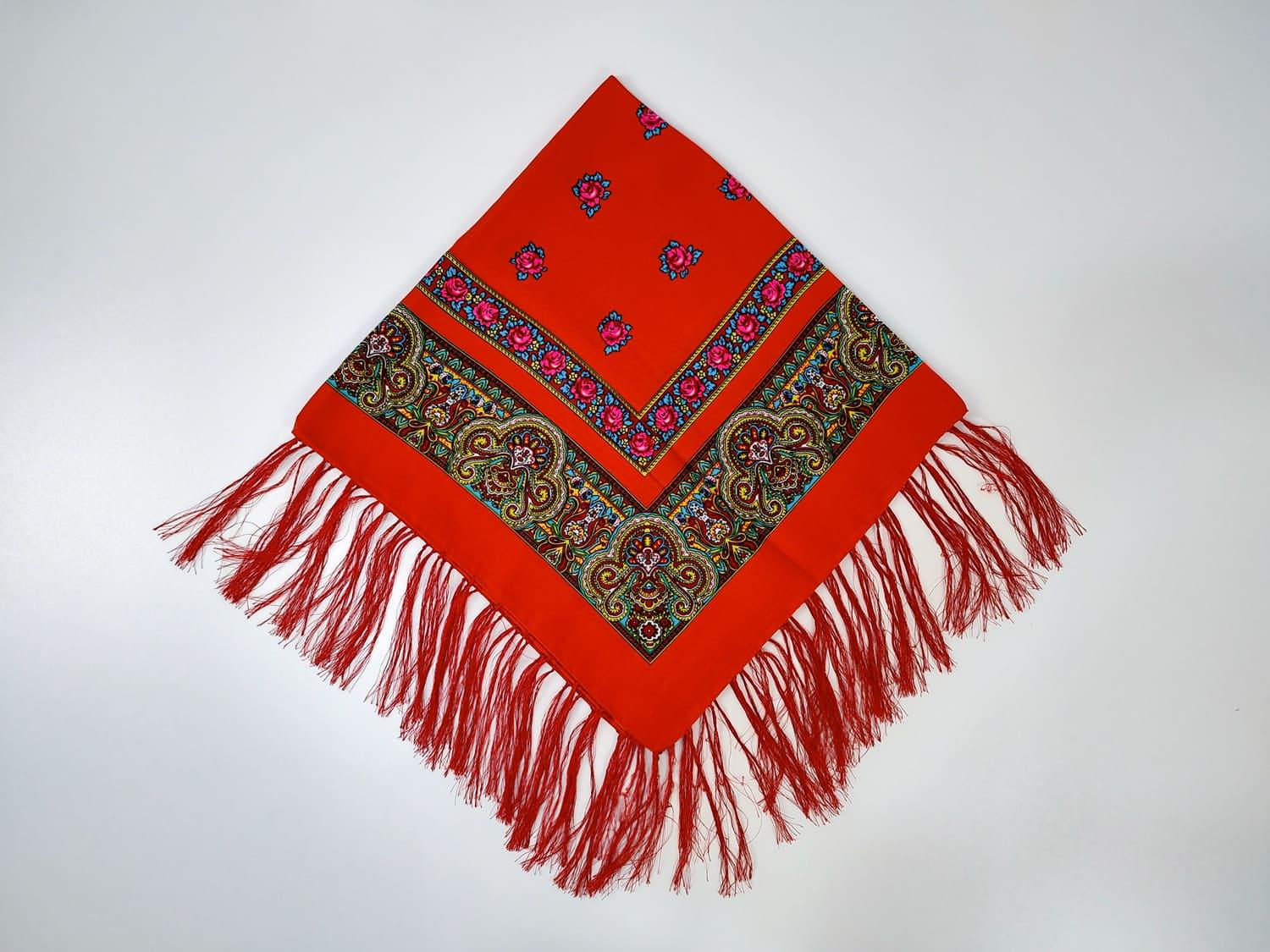 Платок украинский с тороками 80x80 см Красный (30070661)