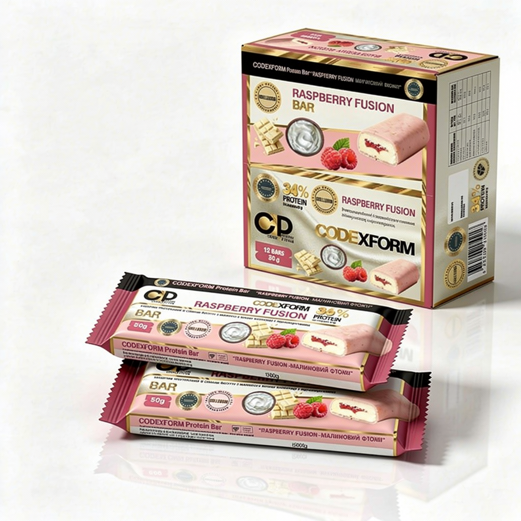 Батончик протеиновый CODExFORM Raspberry Fusion без сахара 36% протеина 12 шт. (BOX-BAR-FUSION-01)