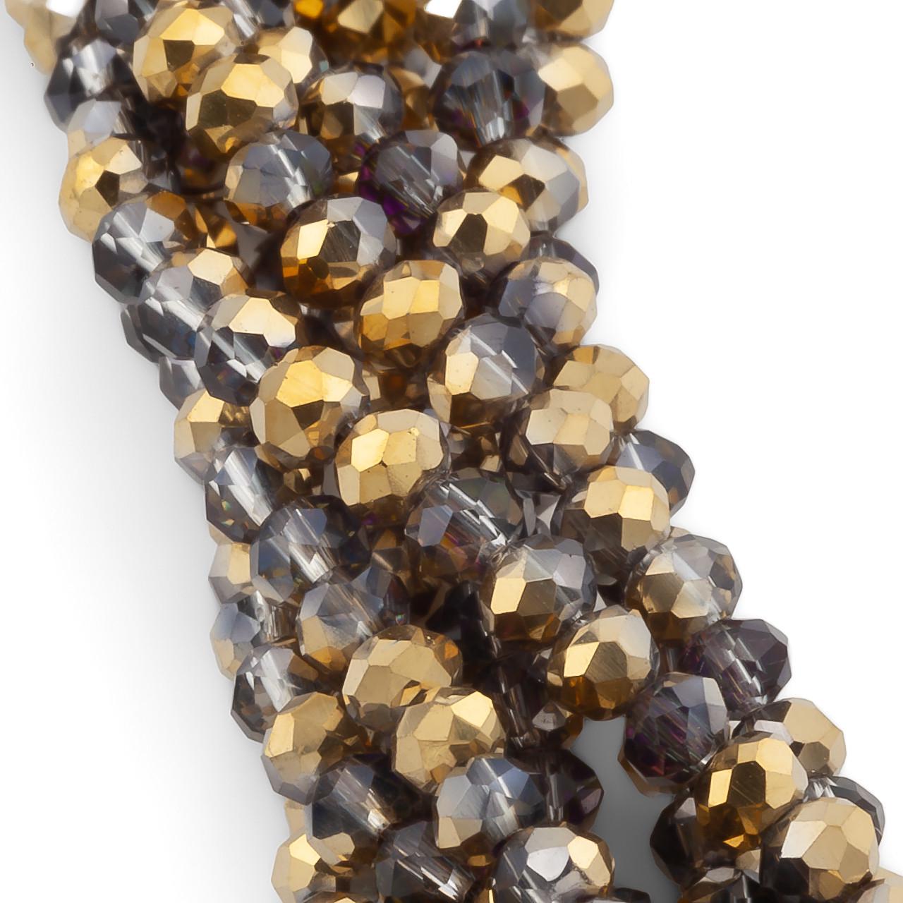 Бусины хрустальные на нитке в форме ронделя с огранкой 44 см 3х2 мм 175 шт. Золотая роза (БС0302а42)