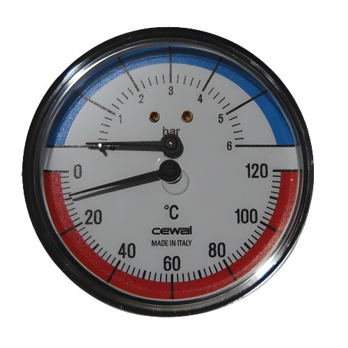 Термоманометр аксіальний Cewal TRP 80 VI 0-6Bar 0-120°C (28414760)