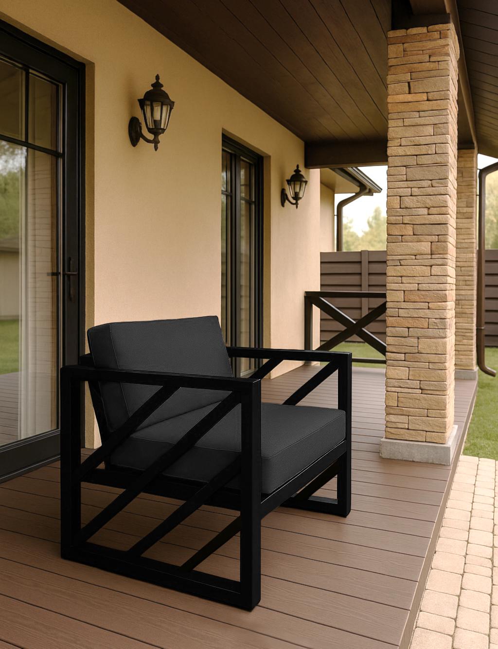 Кресло металлическое ТОБІ ШО Гранд/DV13 с подушками рогожка 750х600х700 мм Темно-серый/42 (DV13824)