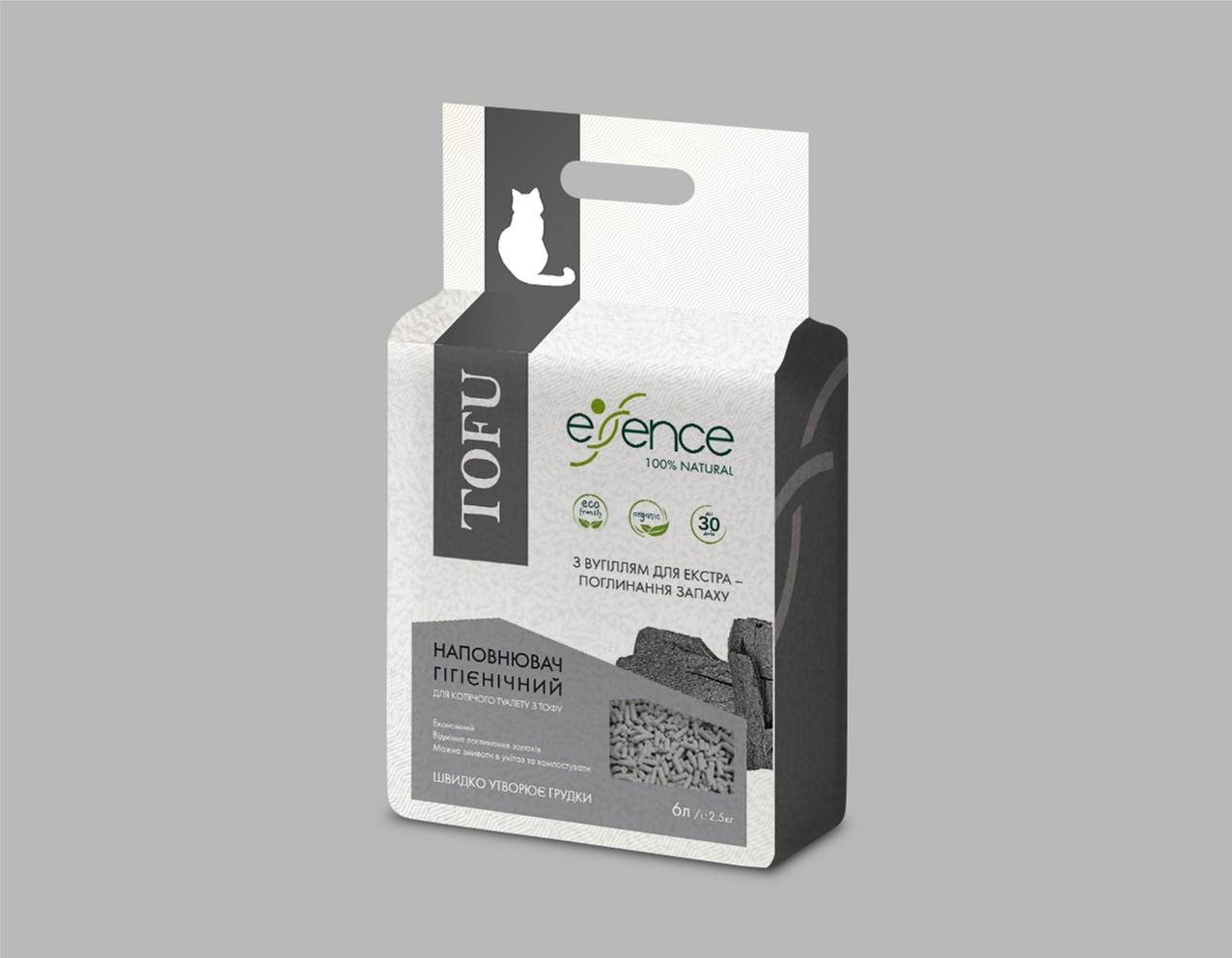 Наповнювач для котячого туалету Essence з вугіллям тофу 6 л (4820261920048) Наповнювач для котячого туалету Essence з вугіллям тофу 6 л (4820261920048)