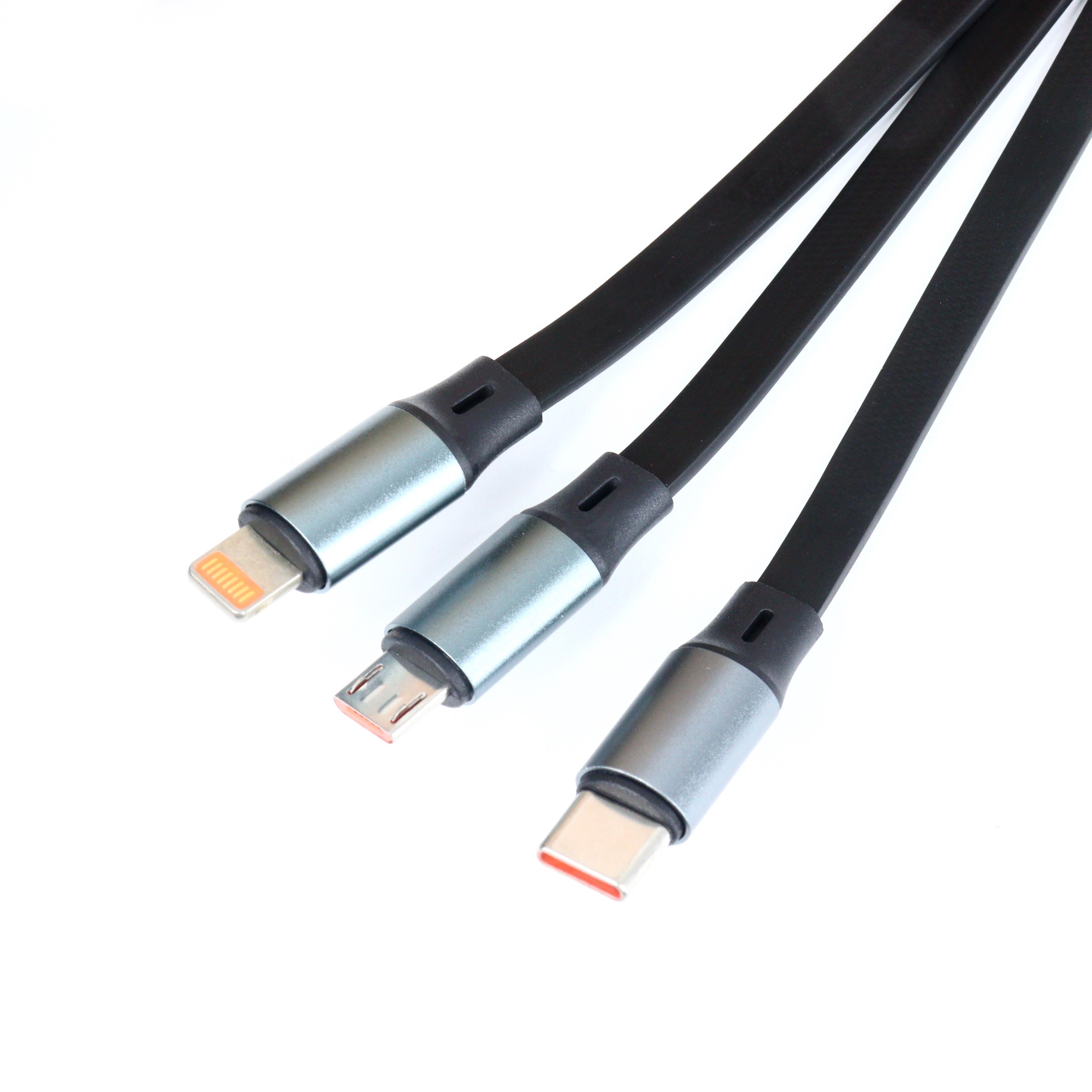 Кабель USB-Micro USB/Type-C/Lightning универсальный 3в1 (021827) - фото 2