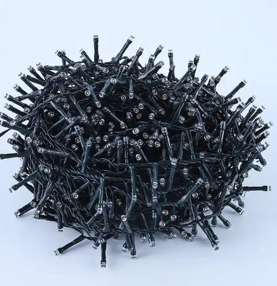 Гирлянда Нить 101 Led 8 режимов свечения с белым светом на черном проводе
