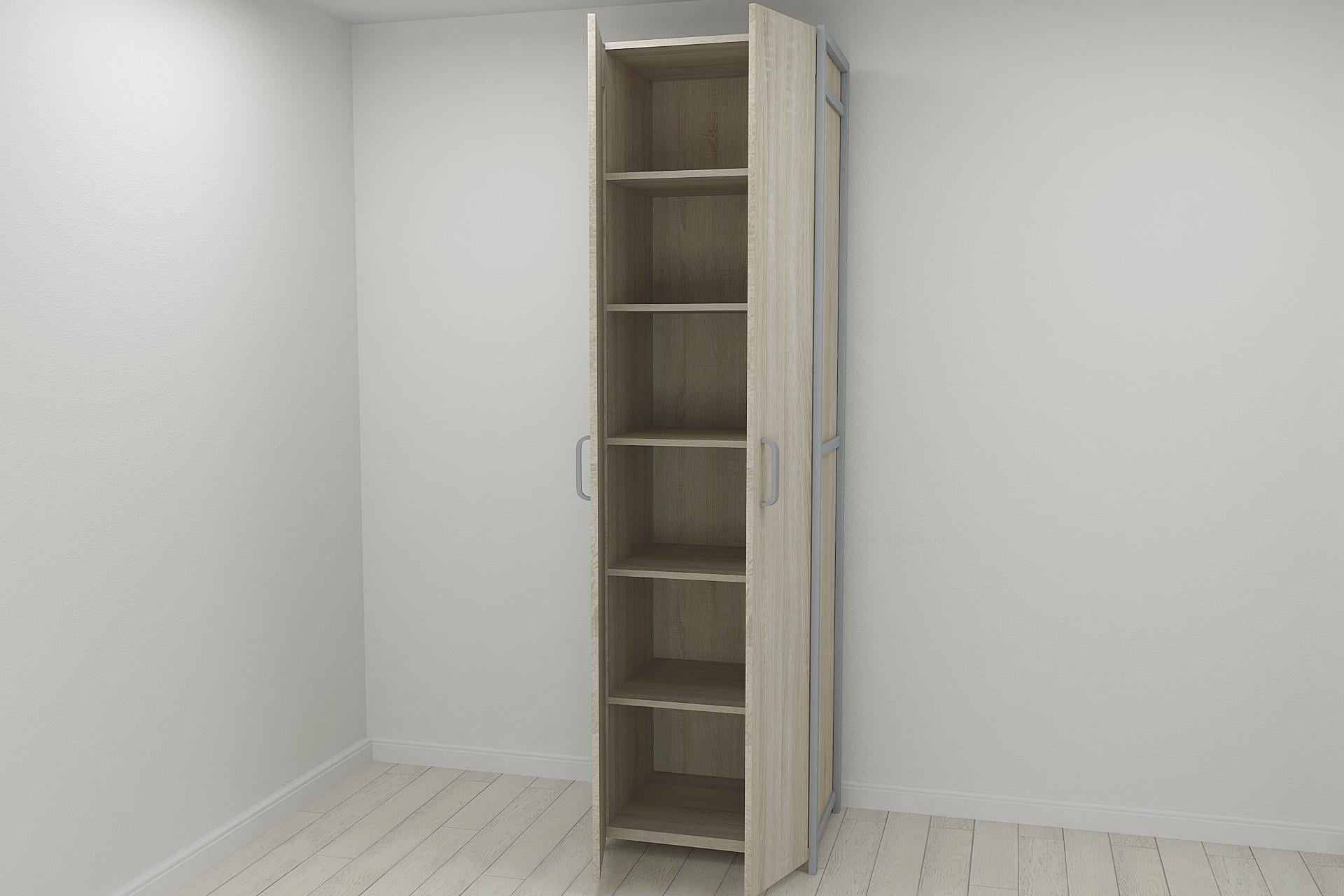 Шкаф-гардероб Ferrum-decor Коннект Уни секция 7 металл/ДСП 16 мм 220x60x50 см Серый/Дуб Сонома (FRD-104565)