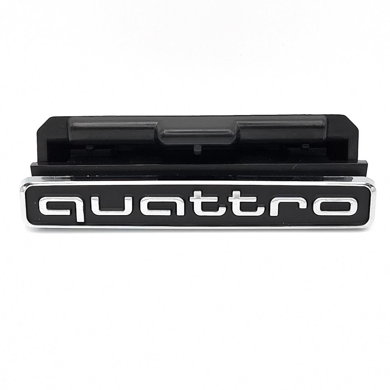 Эмблема радиаторной решетки Quattro Audi 95х14 мм Хром/Черный (8KO 853 736 B A6 C7)