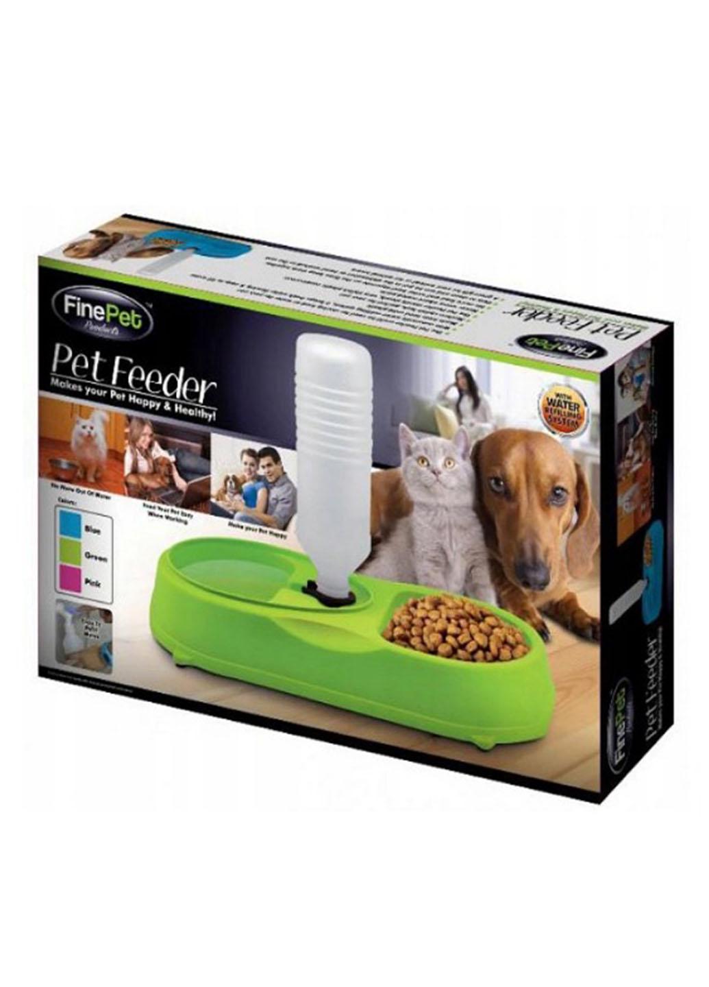 Миска с поилкой двойная Pet Feeder для домашних животных пластиковая 35х17х5,5 см Зеленый (113U) - фото 9