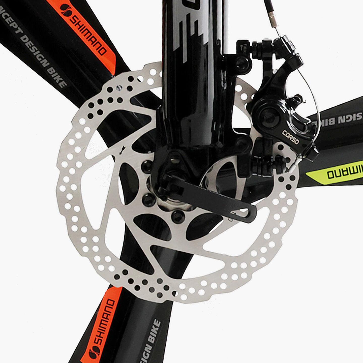 Велосипед горный Corso Evolution алюминиевый/литые диски 26"/13" Черно-оранжевый (824568385) - фото 5