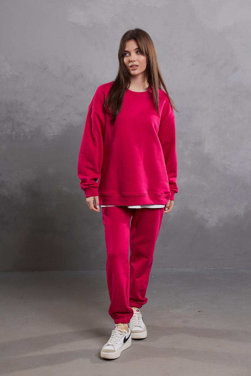 Спортивный костюм женский М123 со свитшотом и джогерами 3х-петля L Малиновый (537-1-62)