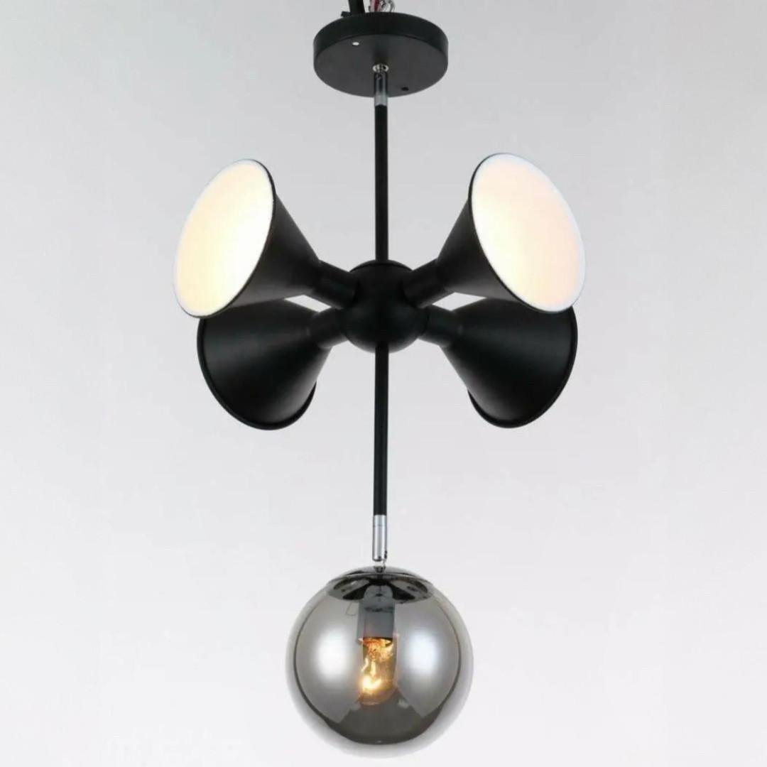 Люстра Sirius на пять плафонов под лампу Е27 Черный (Д GH 10436-5)