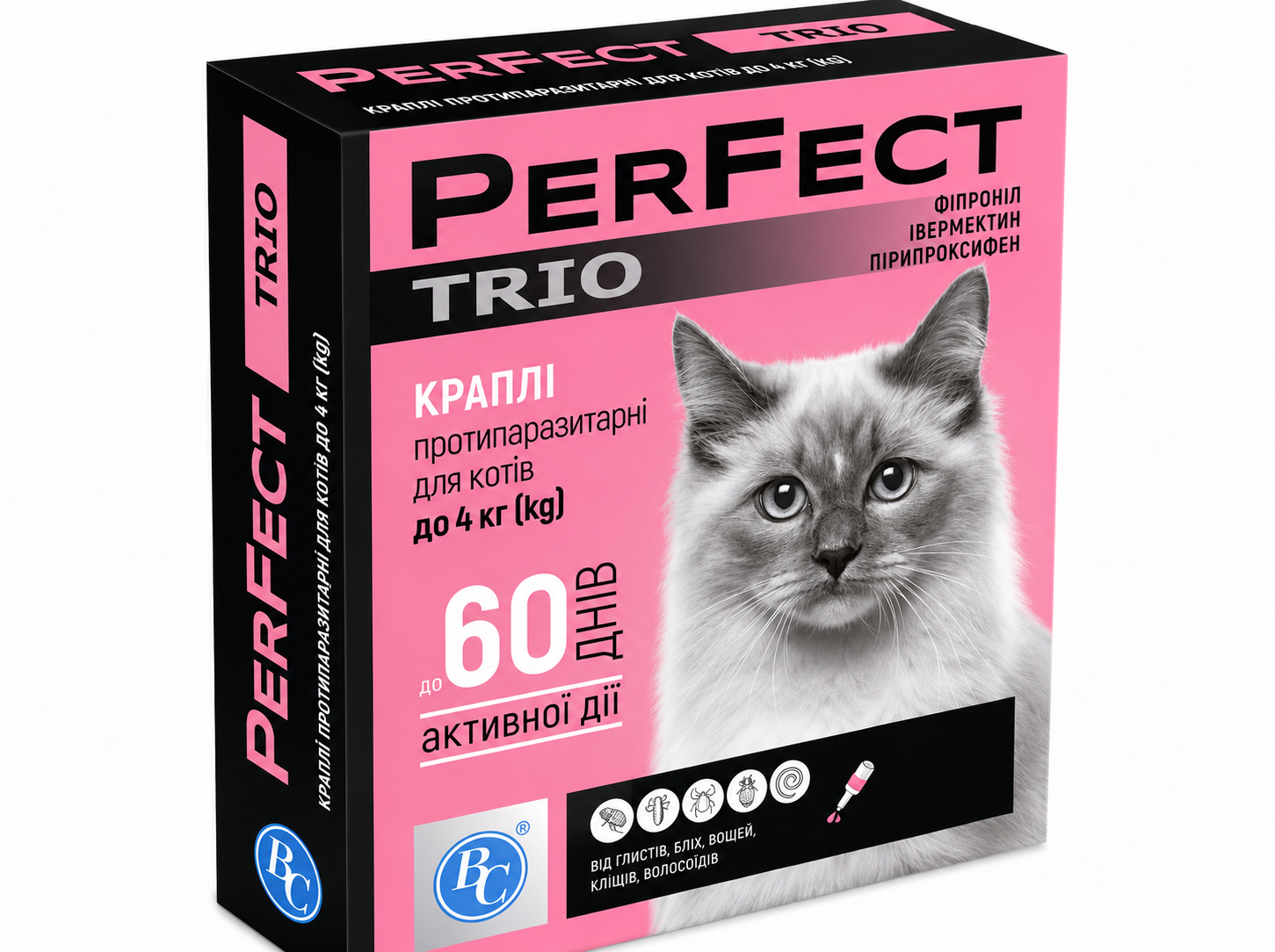 Капли Ветсинтез PerFect TRIO для кошек до 4 кг 0,6 мл 3 пипетки