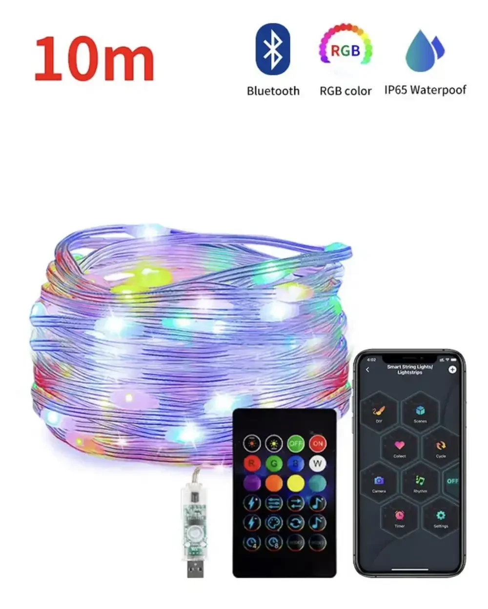 Гирлянда уличная умная Bluetooth 100 LED RGB с управлением с телефона 10 м - фото 6