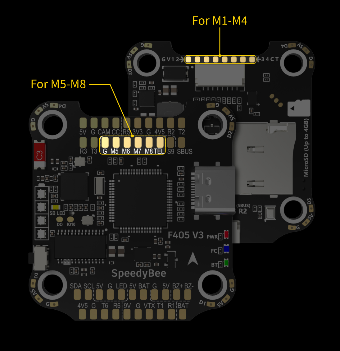 Стек полетный SpeedyBee F405 V3 ESC 3-6 с 50A 30х30 мм - фото 4