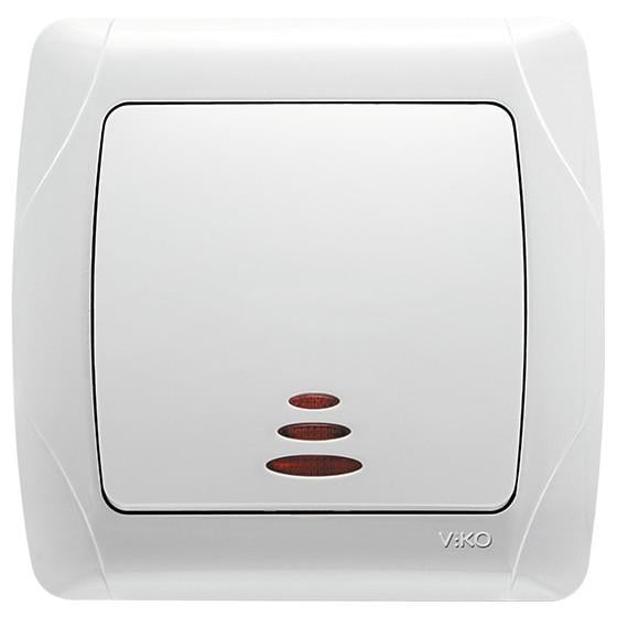 Выключатель одноклавишный с подсветкой VIKO Carmen Белый (90561019)