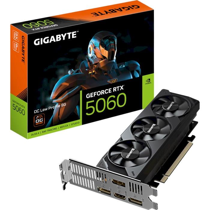 Видеокарта Gigabyte NVIDIA GeForce RTX 5060 OC Low Profile 8 Гб 28000 MHz Black (GV-N5060OC-8GL) - фото 4 Видеокарта Gigabyte NVIDIA GeForce RTX 5060 OC Low Profile 8 Гб 28000 MHz Black (GV-N5060OC-8GL) - фото 4