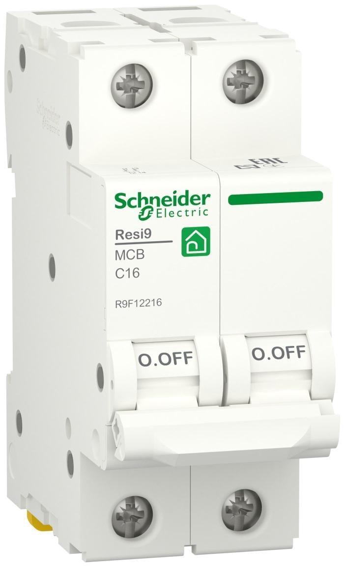 Автоматический выключатель Schneider Electric RESI9 2P 16A 6кА С (R9F12216)