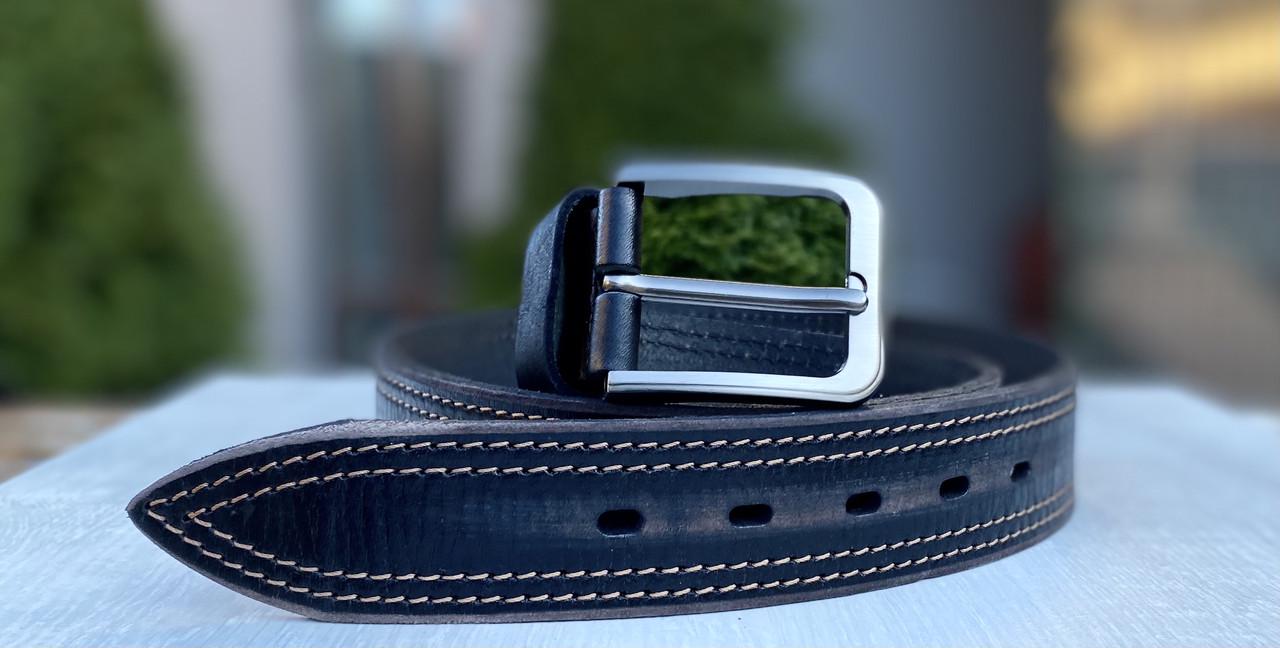 Ремень мужской Mango из кожи Коричневый (РК16) - фото 4