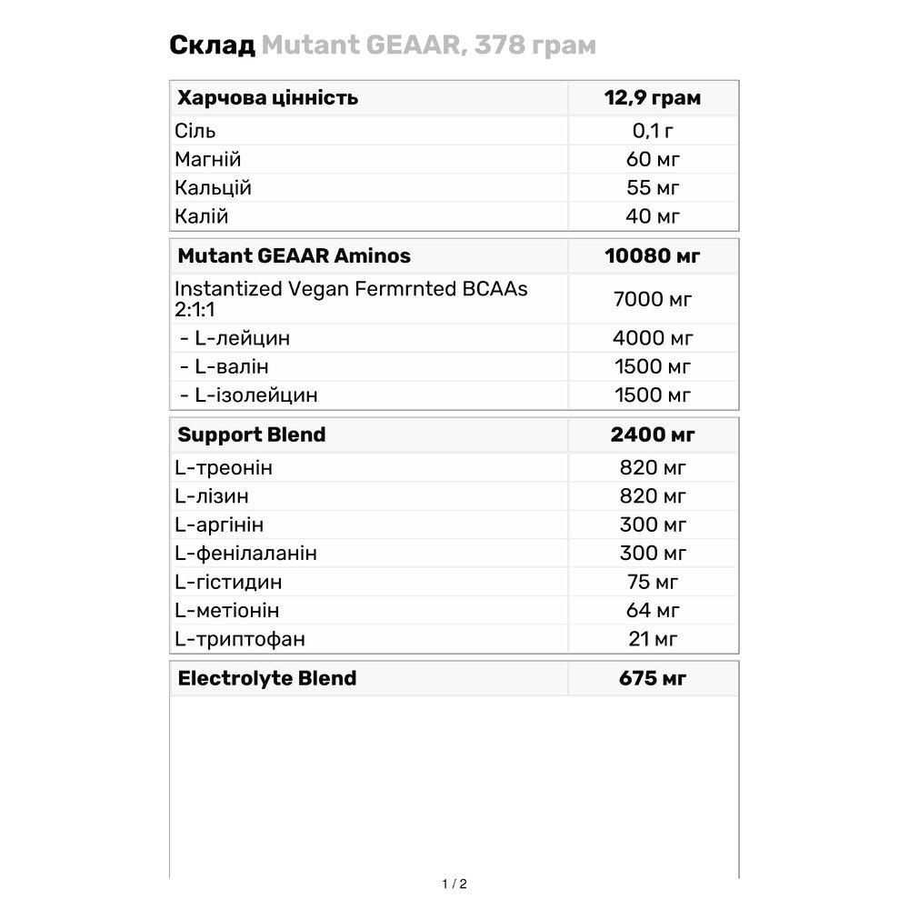 Аминокислота Mutant GEAAR 378 г Замороженный лед (8754V13857) - фото 3