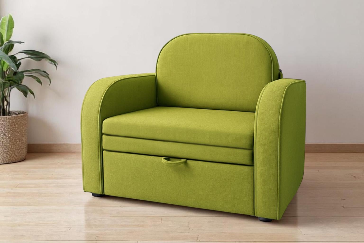 Диван-кресло мягкий раскладной Tobi Sho Дрим рогожка Bahama 1140х850х830 мм 17/Салатовый