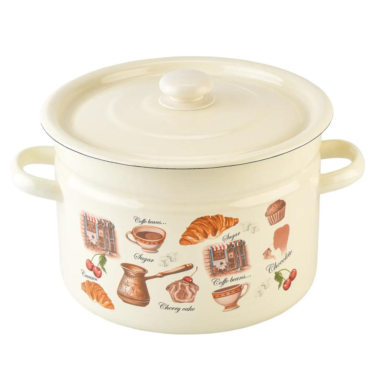 Кастрюля Idilia Кафе де Шери эмалированная с крышкой 9 л (I1621/2кафе)