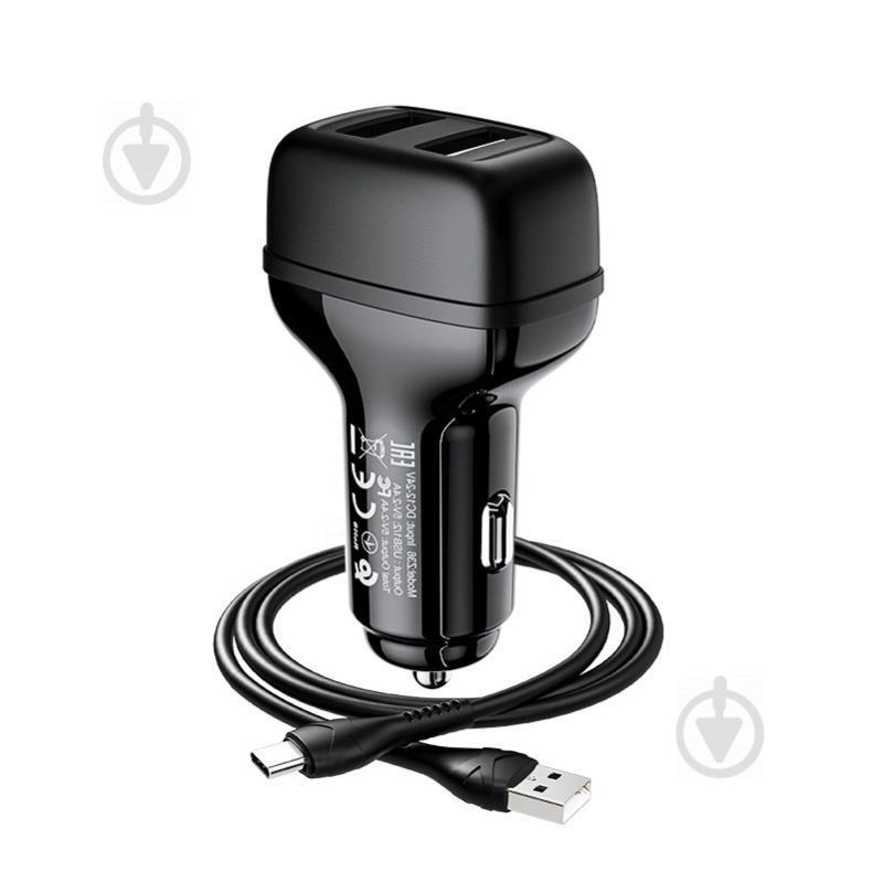 АЗУ Hoco Z36 (2USB/2.4A) + Type-C (Черный) 1068991 - фото 4