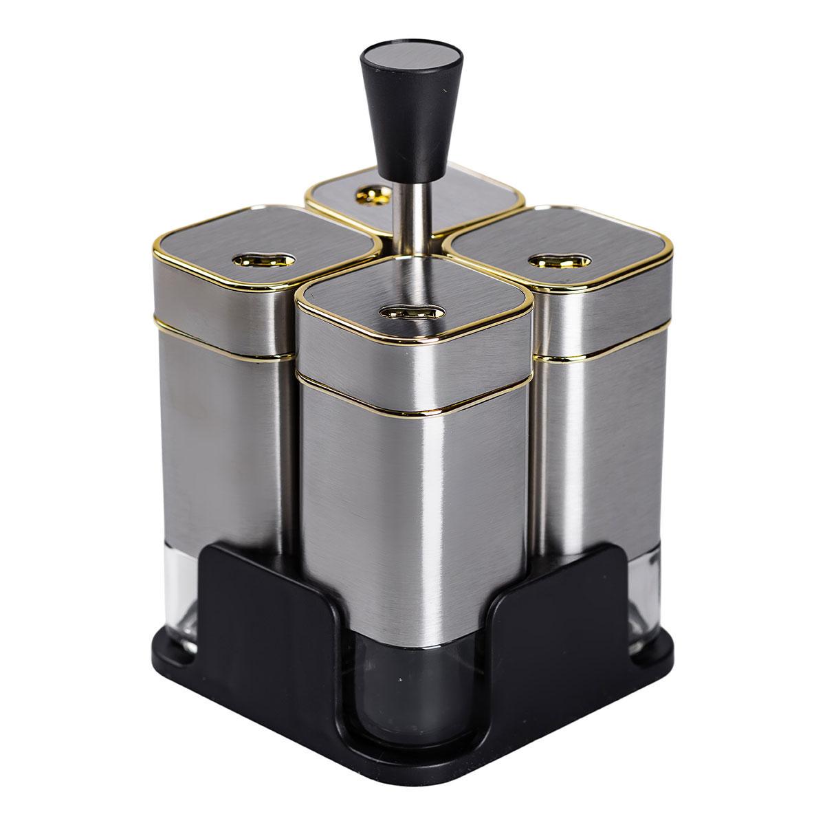 Набір ємностей для спецій 4 шт. на підставці 120 мл Хром (HP-1318) - фото 3 Набір ємностей для спецій 4 шт. на підставці 120 мл Хром (HP-1318) - фото 3