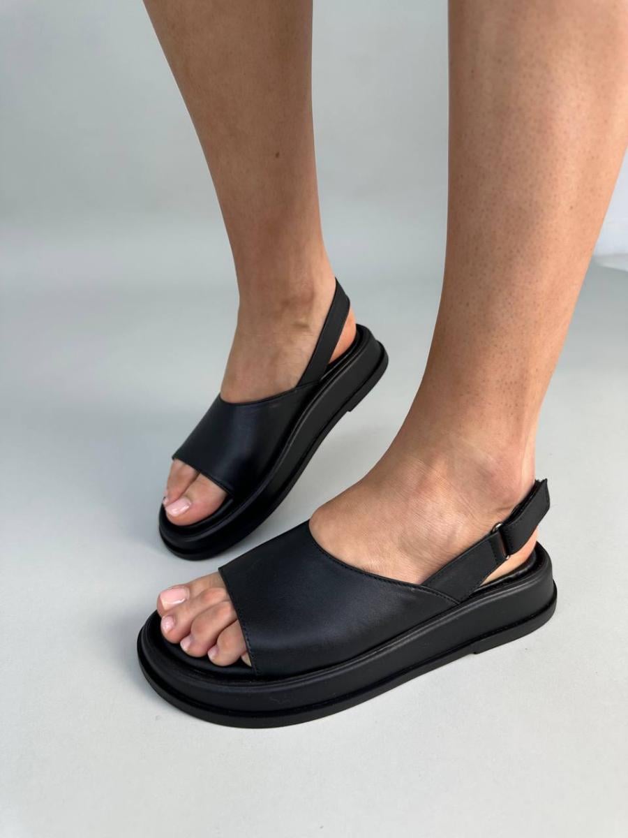 Босоножки женские кожаные на липучке р. 38 Черный (6703-1/38)