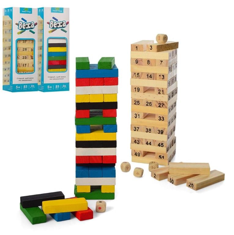 Деревянная игрушка Игра MD 1211 башня 51 блок Деревянная игрушка Игра MD 1211 башня 51 блок