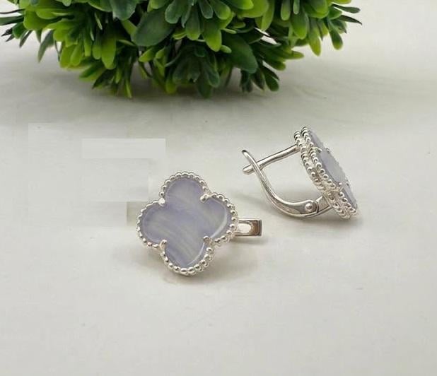Сережки Ван кліф срібло 925 з каміння Содаліт (3007925638)