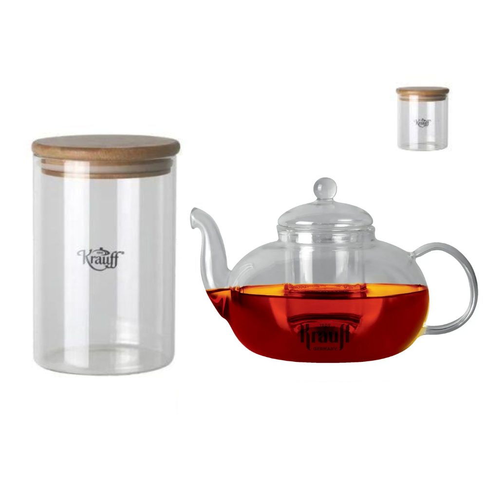 Чайник заварювальний Krauff Thermoglas 1,2 л з банками Grutze 500/800 мл (55-333-406)