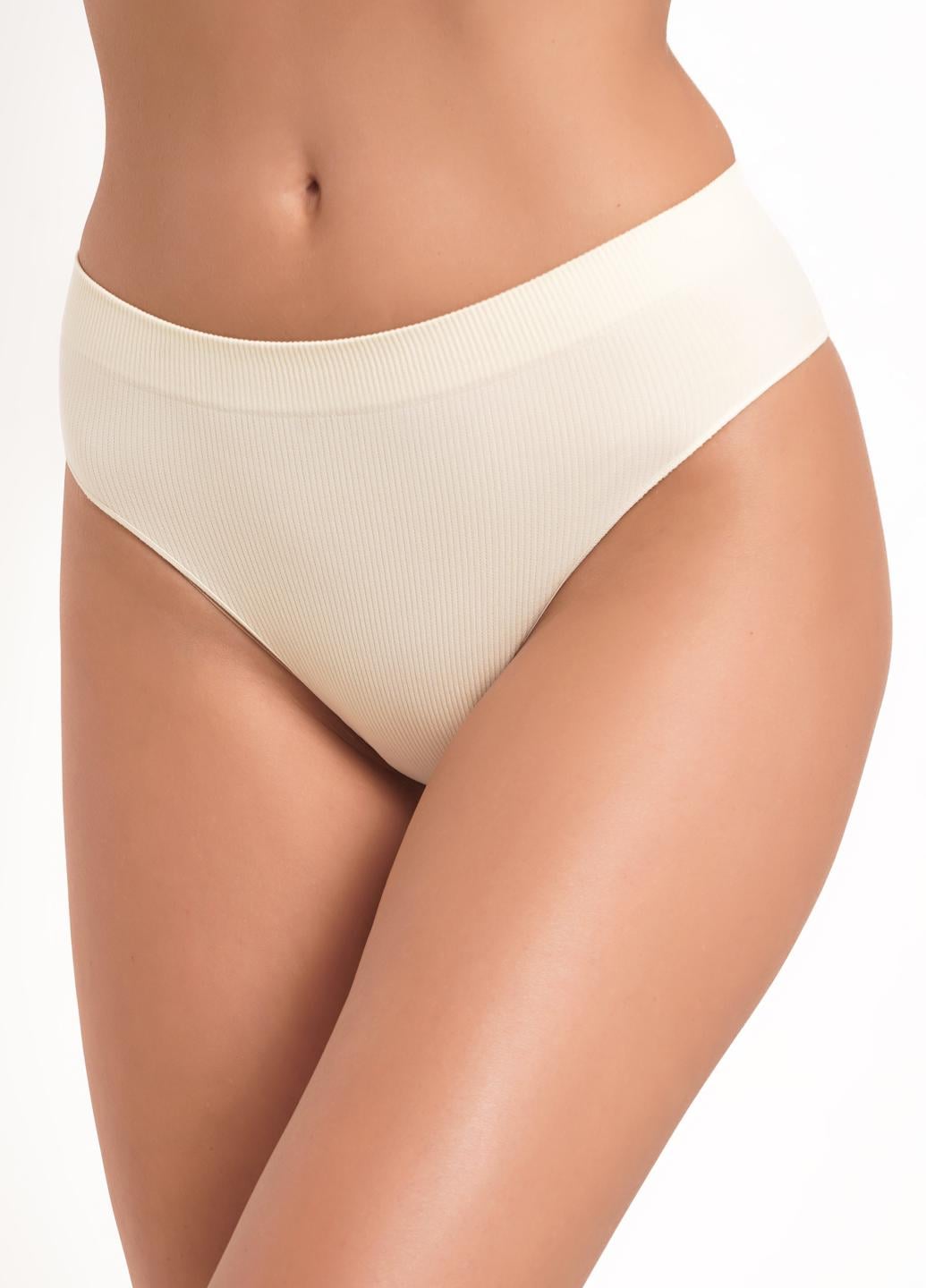Трусы бразилиана женские Giulia BRASILIAN BRIEFS RIB бесшовные в рубчик S/M White/Vanilla (34531548)
