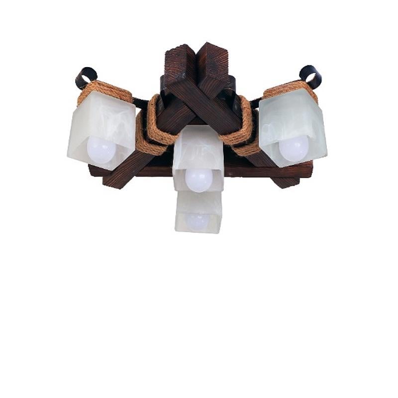 Люстра потолочная деревянная Light House SRS-16179/4 на четыре лампы Темный обжиг