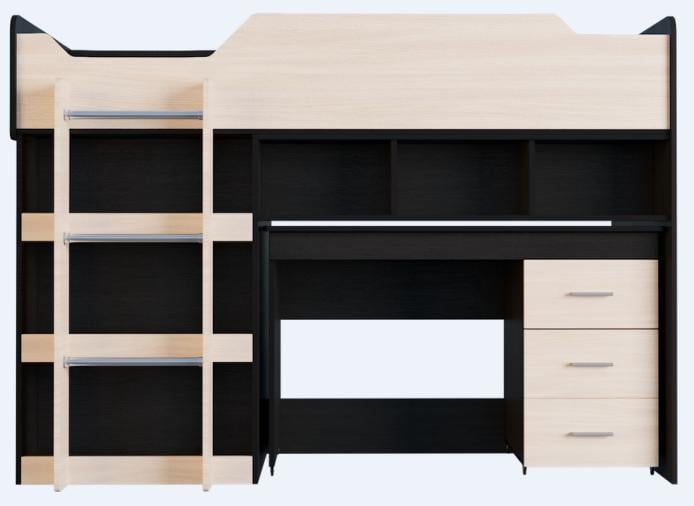 Ліжко-горище Еверест-2 з викатним столиком Венге темний/Дуб молочний - фото 3 Ліжко-горище Еверест-2 з викатним столиком Венге темний/Дуб молочний - фото 3