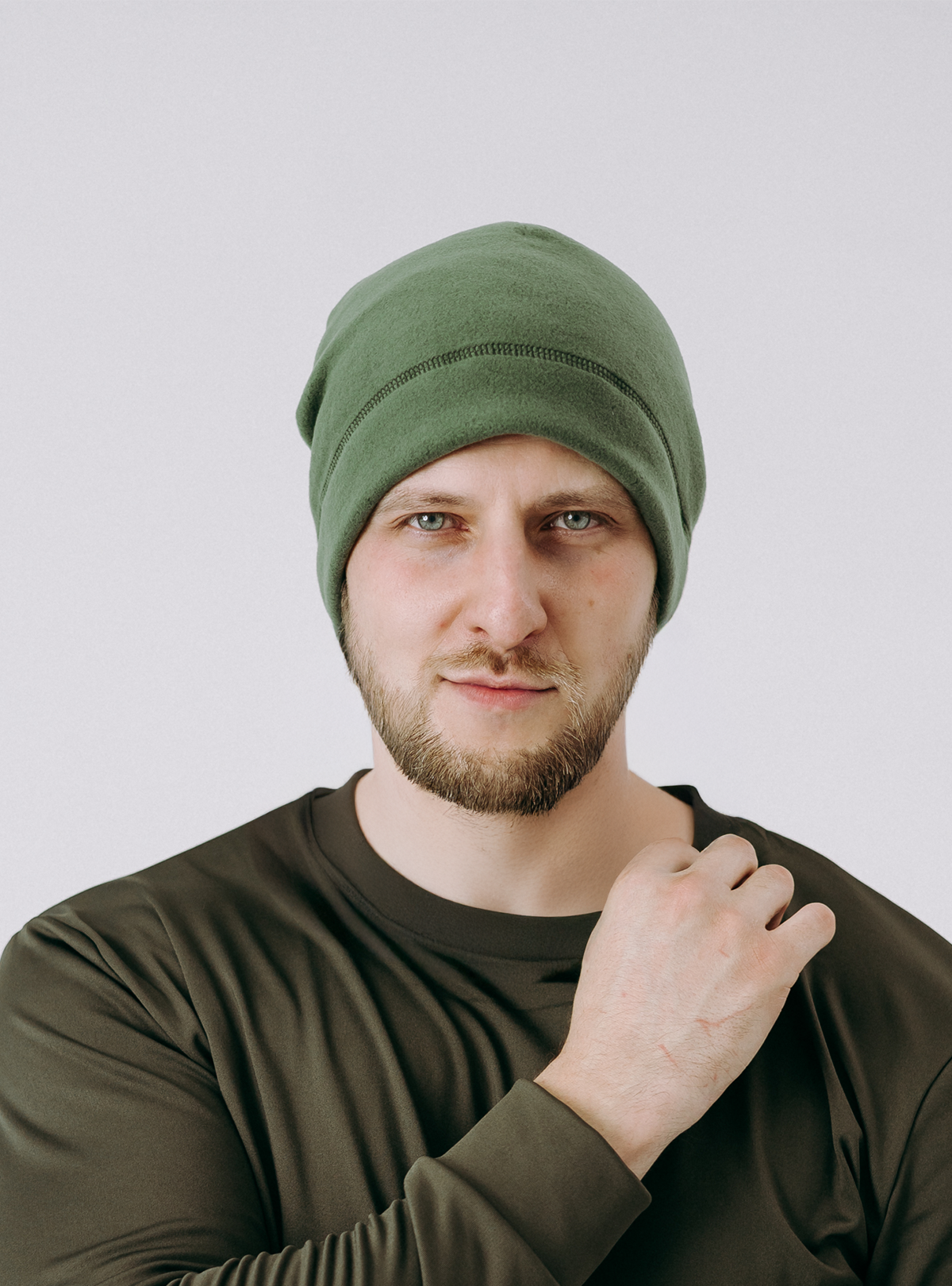 Шапка флісова чоловіча Columbia зимова для спорту Хакі (73413)