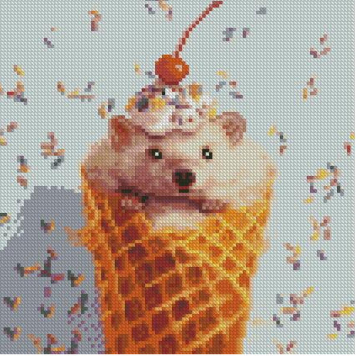 Алмазная мозаика Strateg Премиум Ежик в рожке 30x30 см (CA-0028)