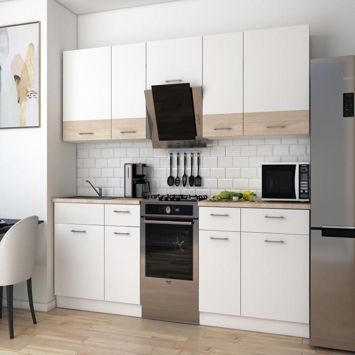 Кухня модульная Лея DRS-011380 260х60х250 см Белый/Дуб сонома (81000009)