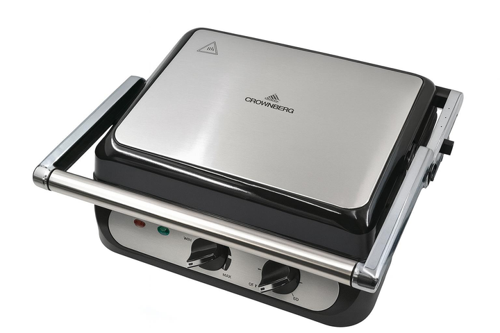 Гриль электрический прижимной контактный Crownberg CB 1042 рифленый с терморегулятором 2000 W (225СВ-1042)