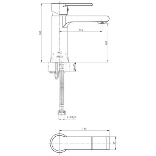 Смеситель для умывальника Cersanit Brasco S951-227 однорычажный Хром (234607) - фото 2