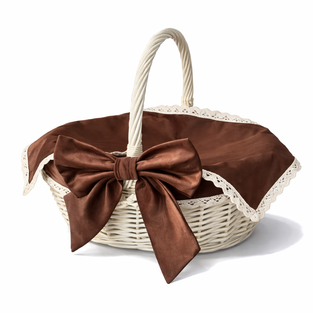 Корзина Пасхальная Хинская средняя с текстилем из лозы (10036)