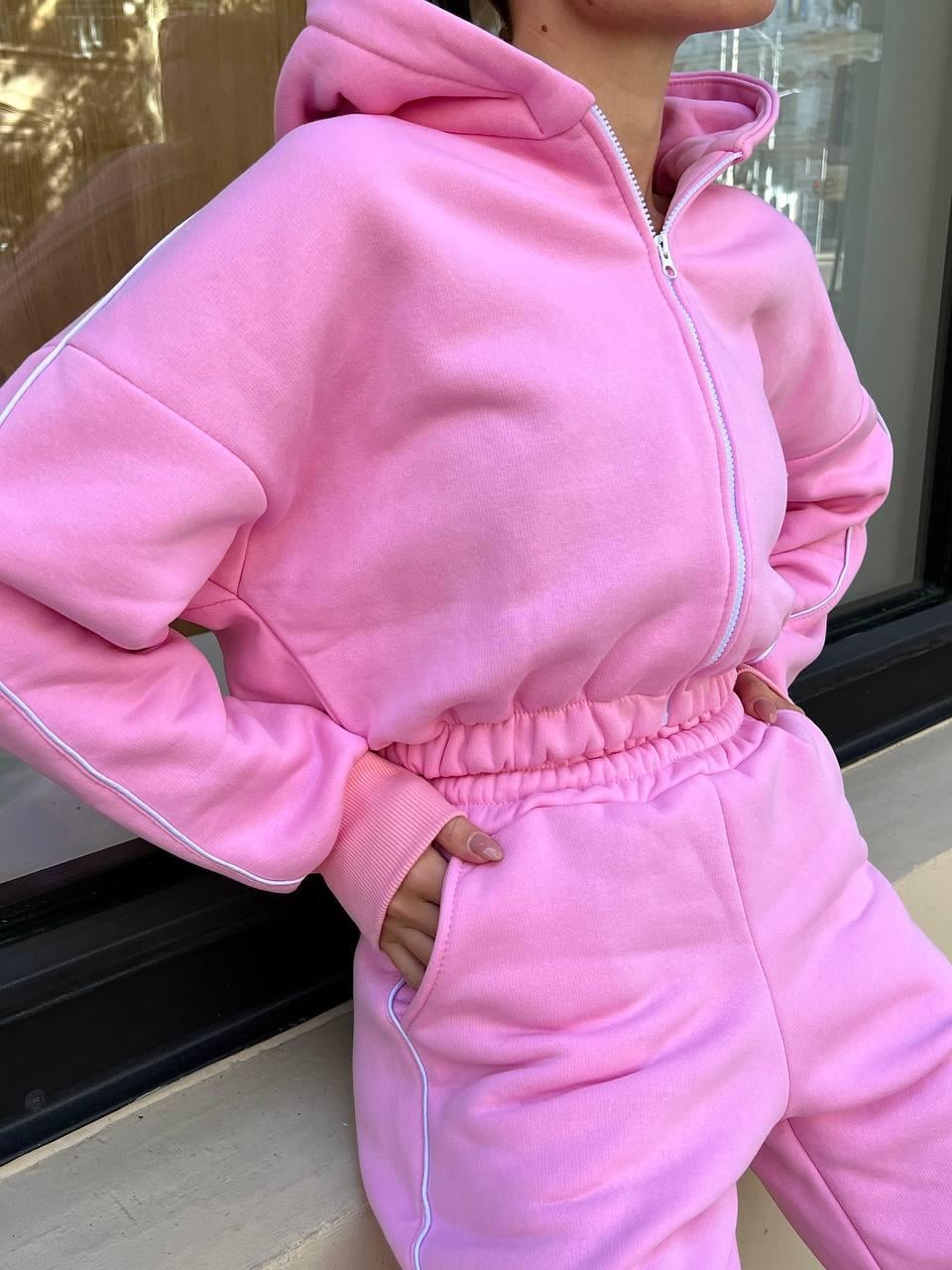 Спортивный костюм женский ZF Inspire 1653 на флисе L-XL Розовый (1653-Р-L-XL)