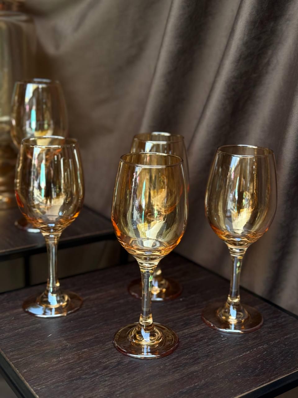 Набір питний скляний TS Kitchen лимонадниця 3 л/6 келихів по 220 мл Золотистий (HP4176) - фото 2